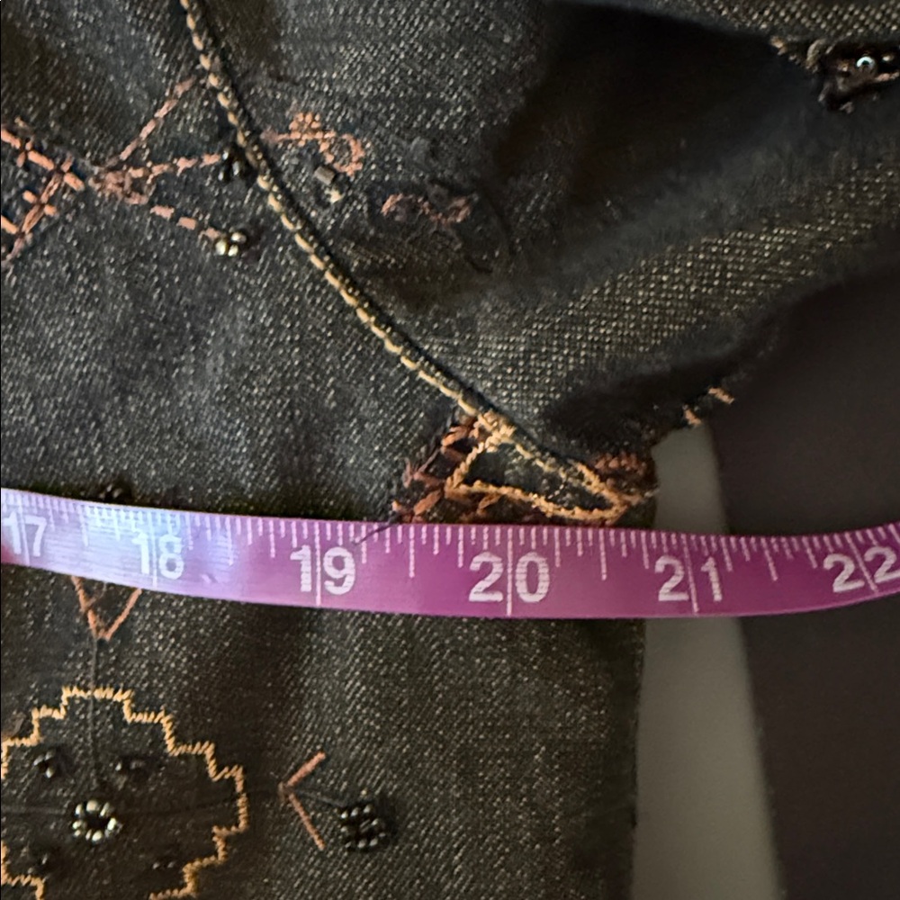 Chico's Jacket Womens 1 Medium Brown Native Southwest Embellished Denim Shacket - Picture 8 of 9